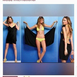 Moda International Victoria's Secret Black Beach Coverup Wrap/Dress